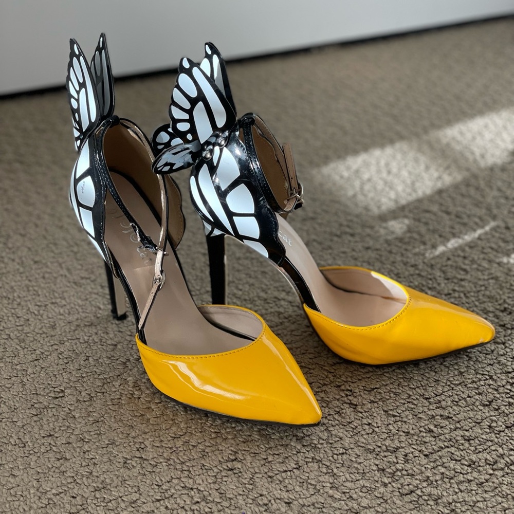 Yellow Butterfly Wings High Stiletto Heels